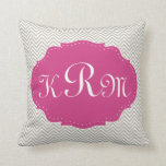 Modern Grey & Pink Monogram Cushion<br><div class="desc">Modern Grey & Pink Monogram throw pillow.</div>