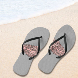 Modern Grey & Pink Torn Layer Courage Typography Thongs