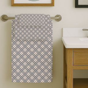 Modern Grey Plaid Towels Chic and Cozy Accent