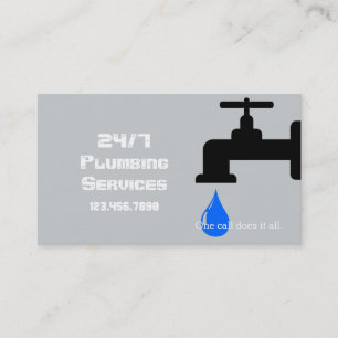 Modern Grey Plumbing Plumber Faucet Water Business Card