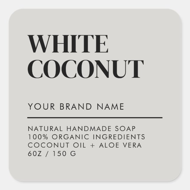 Modern grey product packaging soap label (Front)