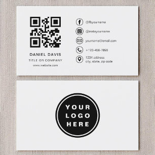 Modern Grey Professional Company Logo QR Code  Business Card