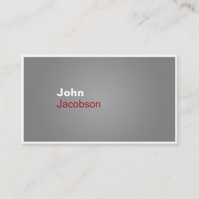 Modern Grey, Red & White Plain Business Card (Front)
