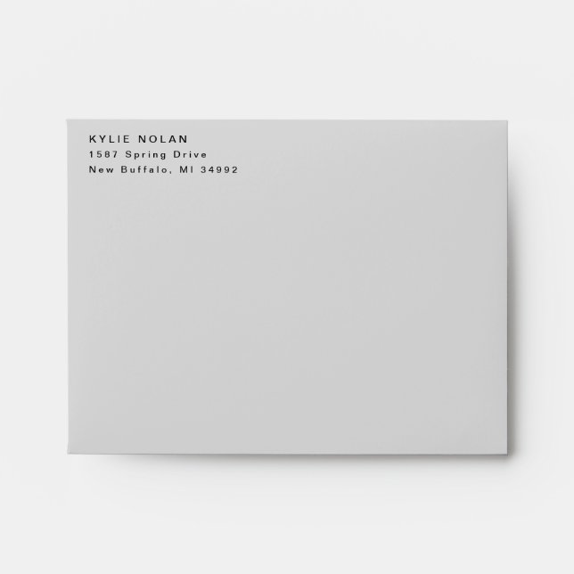 Modern Grey Return Address Typography Envelope (Front)