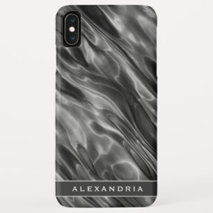 Modern Grey Satin Print Monogram or Name iPhone XS Max Case