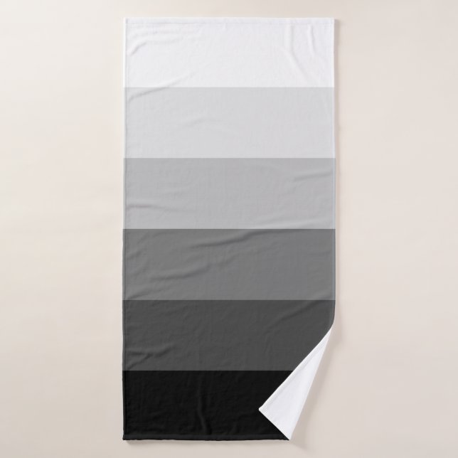 Modern grey scale gradient stripes pattern bath towel set (Bath Towel)