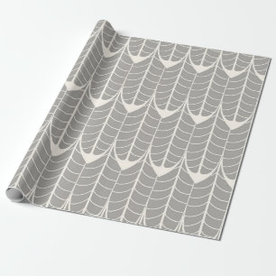 Modern Grey Scalloped Organic Leaf Wrapping Paper