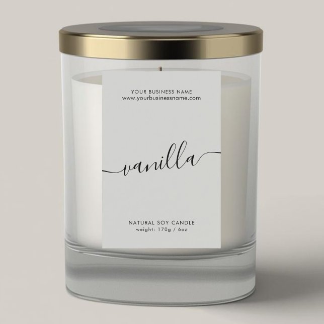 Modern grey script candle product label (Creator Uploaded)