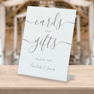 Modern Grey Signature Script Cards And Gifts Pedestal Sign