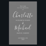 Modern Grey Signature Script Wedding Program<br><div class="desc">Grey signature script wedding program featuring chic modern typography,  this stylish wedding program can be personalised with your special wedding day information. Designed by Thisisnotme©</div>