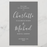 Modern Grey Signature Script Wedding Program<br><div class="desc">Grey signature script wedding program featuring chic modern typography,  this stylish wedding program can be personalised with your special wedding day information. Designed by Thisisnotme©</div>