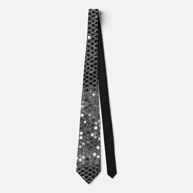 Modern Grey Silver Glitter Glam Sparkle  Tie (Front)