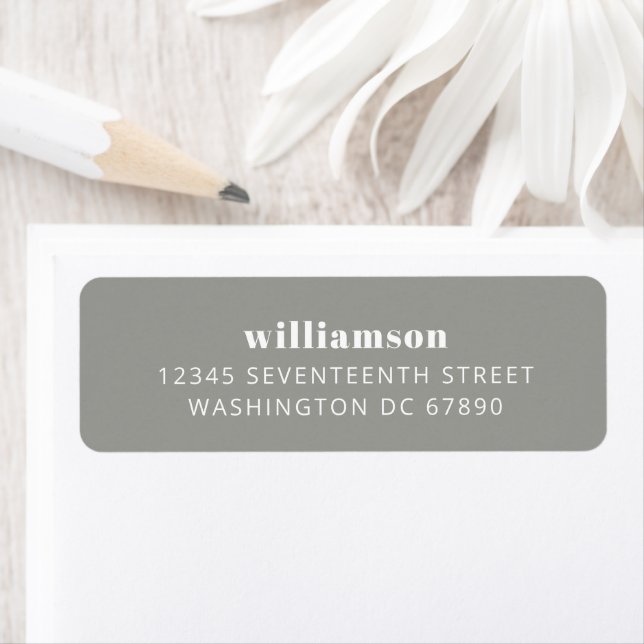 Modern Grey Simple Last Name Return Address  Label (Insitu)