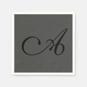 Modern Grey Simple Monogram Add Your Name Initial Napkin