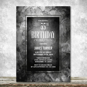 Modern Grey Slate Stone 55th Birthday Party Invitation