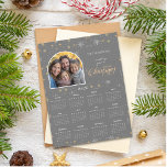 Modern Grey Snowflake Photo 2026 Calendar Card<br><div class="desc">Magnetic card calendar with photo and Christmas greeting. Features your selected photo along with customised greeting and 2026 calendar on a wintery snowflakes grey background.</div>