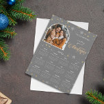 Modern Grey Snowflake Photo Magnetic Calendar Card<br><div class="desc">Magnetic card calendar with photo and Christmas greeting. 
Features your selected photo along with customised greeting and 2025 calendar on a wintery snowflakes background.</div>