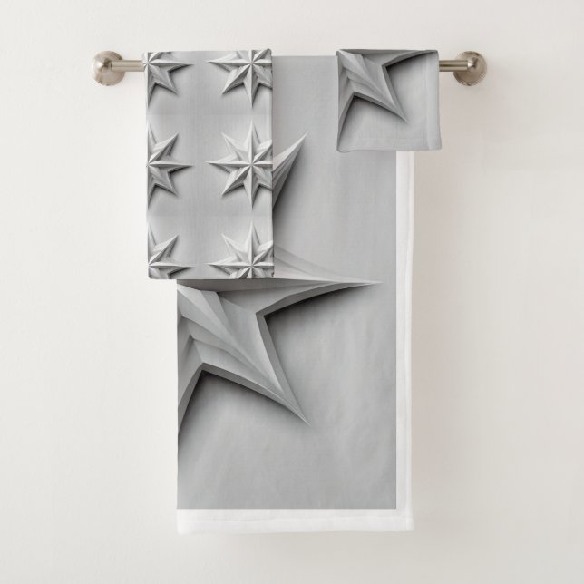 Modern Grey Star Bath Towel Set (Insitu)