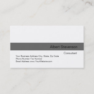 Modern Grey Stripe White Consultant Business Card
