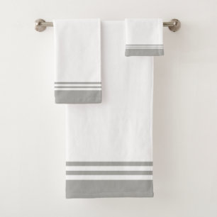 Modern grey striped design bath towel set