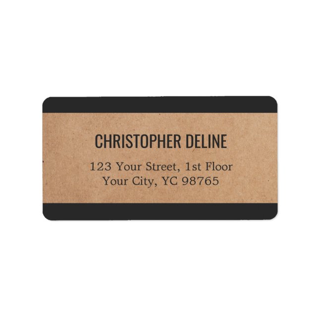 Modern Grey Stripes Kraft Paper Label (Front)