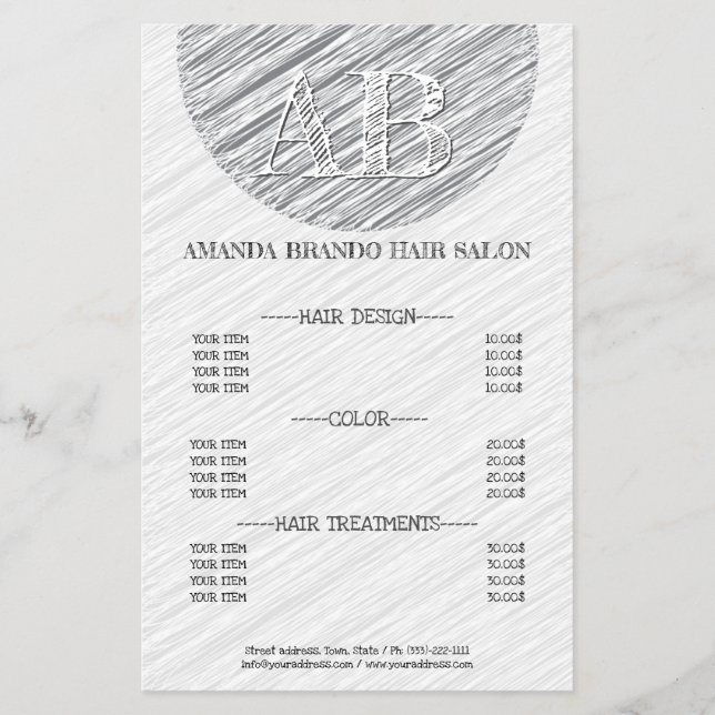 Modern Grey Stroke Background Price List Template Flyer (Front)