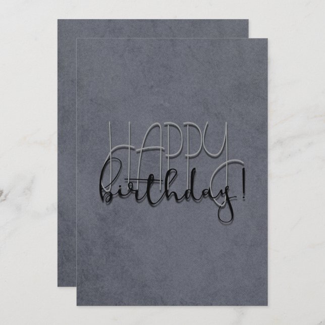 Modern Grey Stylish Textured Birthday (Front/Back)