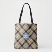 Modern Grey Tartan Jeans Monogram Script Name