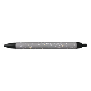 Modern Grey Terrazzo Black Ink Pen