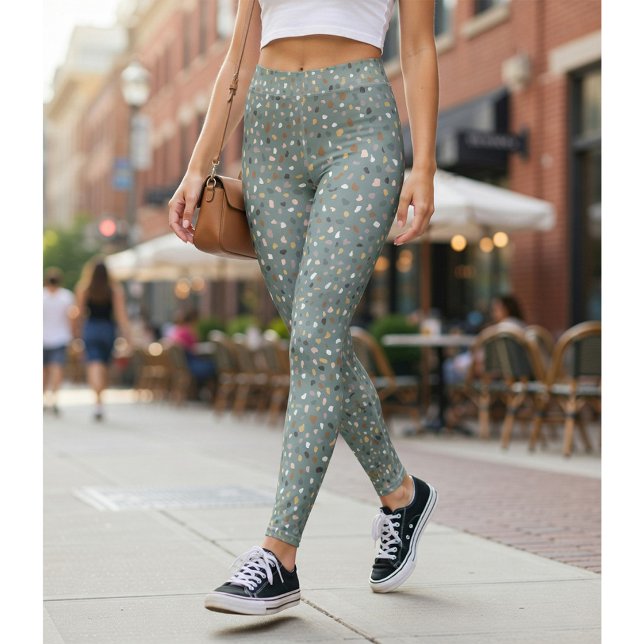 Modern Grey Terrazzo Pattern Leggings (Creator Uploaded)