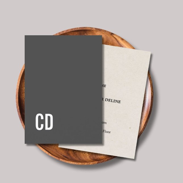 Modern Grey Texture Beige Bold White Monogram Business Card (Creator Uploaded)