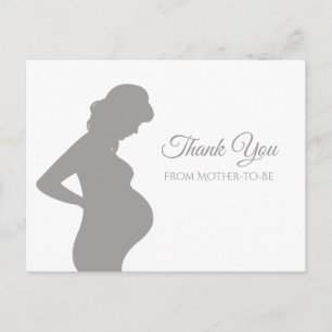 Modern Grey Thank You Pregnant Woman Baby Bump Postcard