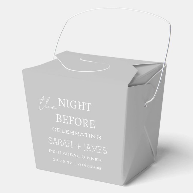 Modern Grey the Night Before Rehearsal Dinner  Favour Box (Front)