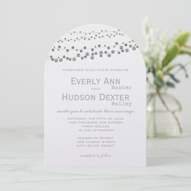 Modern Grey Tones Garland Wedding Invitation (Standing Front)