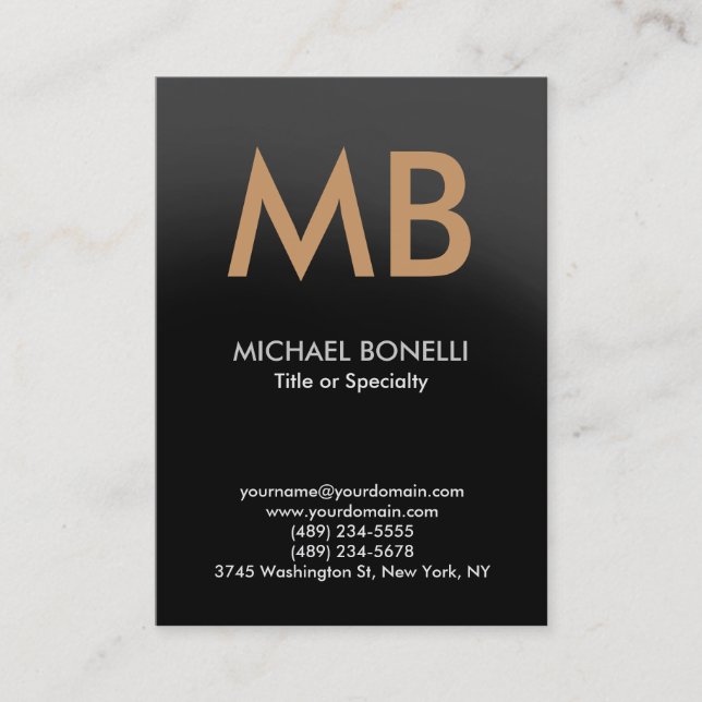 Modern grey trendy monogram business card (Front)