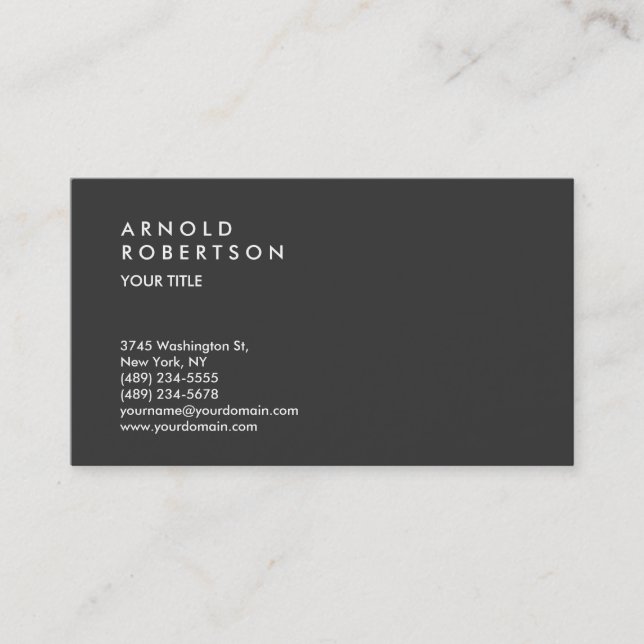 Modern Grey Trendy Professional Business Card (Front)