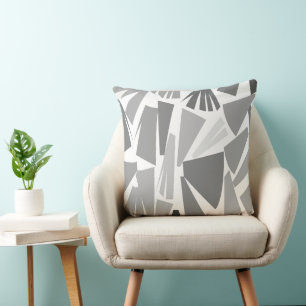 Modern Grey Triangle Geometric Cushion