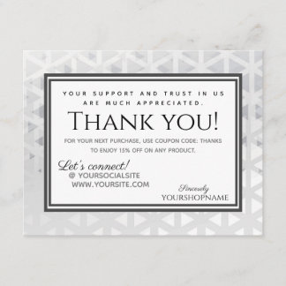 Modern Grey Triangle Thank You for your Order Card