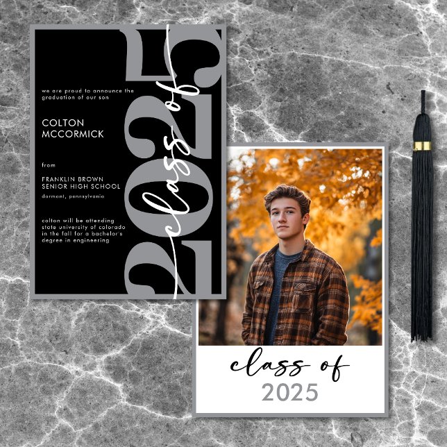 Modern Grey Typography Graduation Announcement (Modern Gray Typography Graduation Announcement)