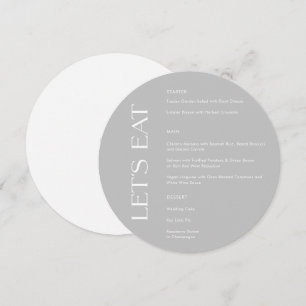 Modern Grey Typography Let's Eat Wedding Menu