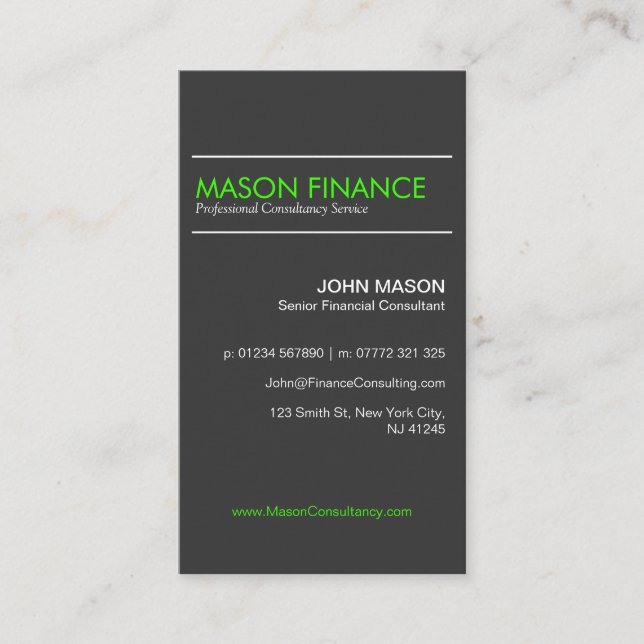 Modern Grey Vertical - Professional Business Card (Front)