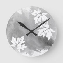 Modern grey watercolor maple leaves