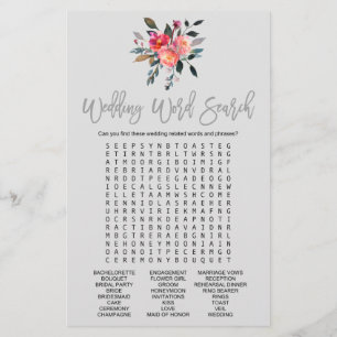 Modern Grey "Wedding Word Search" Game Flyer