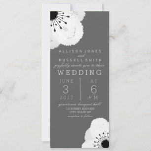 Modern Grey + White Anemone Wedding Invitation