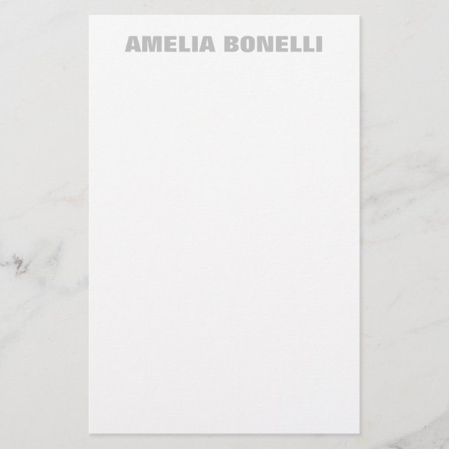 Modern Grey White Bold Minimalist Professional Stationery (Front)