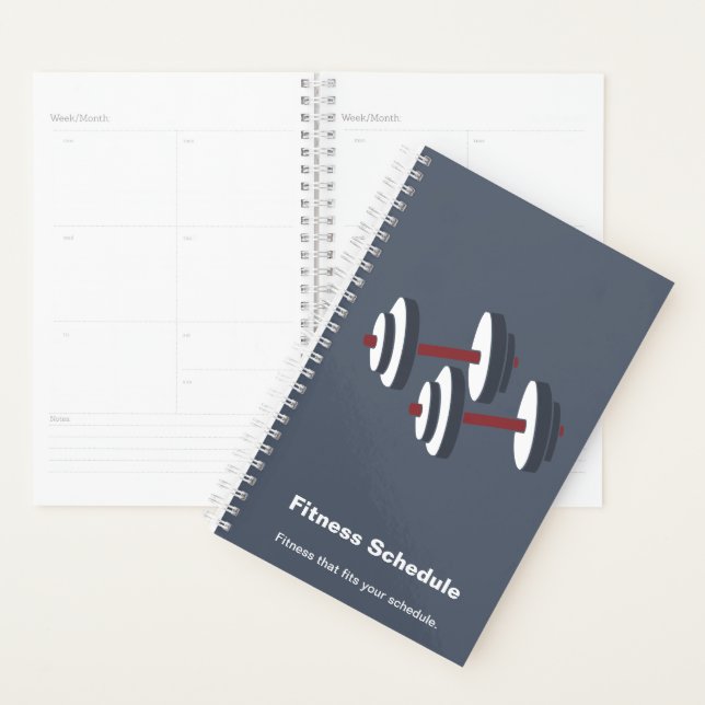 Modern Grey White Dumbbell Motto Workout Schedule Planner (Display)