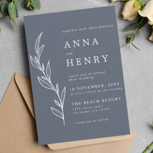 Modern Grey White Eucalyptus Foliage Wedding  Invitation