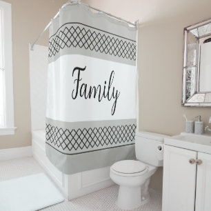 Modern Grey White Family Shower Curtain