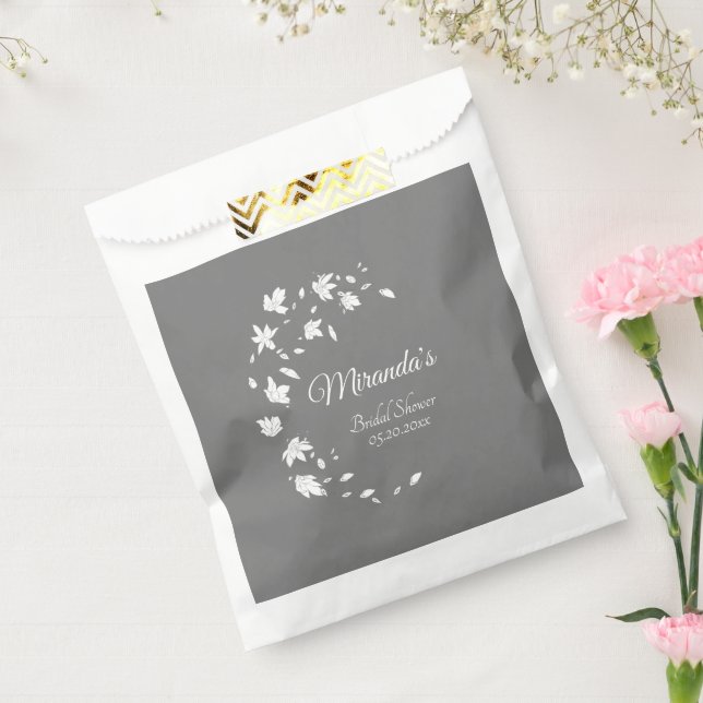 Modern Grey & White Floral Bridal Shower Favour Bag (Sealed)