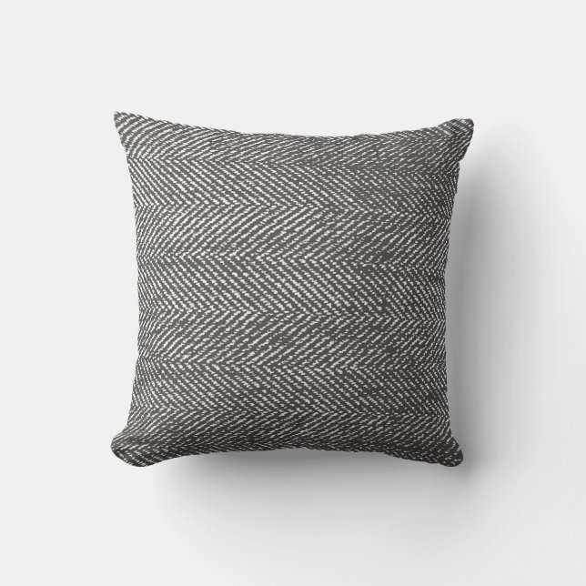 Modern Grey & White Herringbone Cushion (Front)